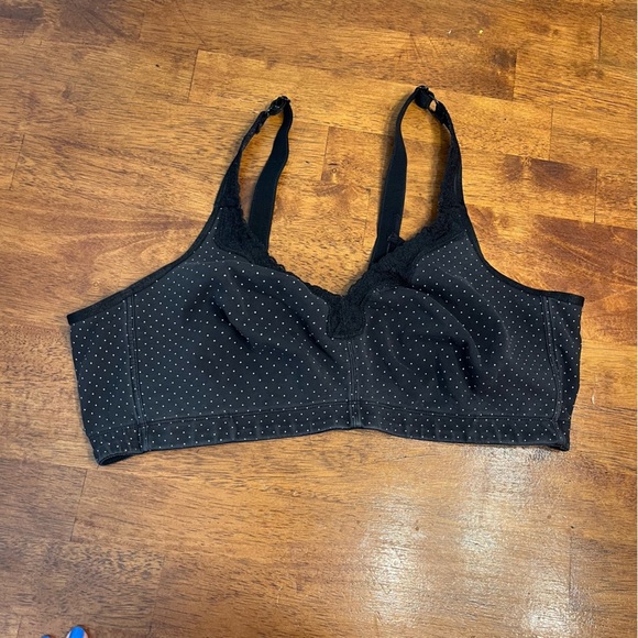 Catherine’s Serenada wireless T shirt bra black white polka dot size 48D - Picture 1 of 5